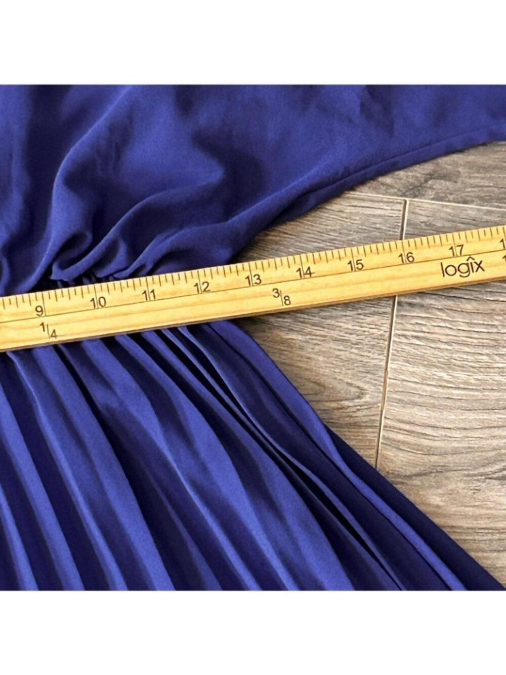 Diane Von Furstenberg Dress Womens S Blue Pleated Blouson Cold Shoulder Midi - Picture 9 of 11